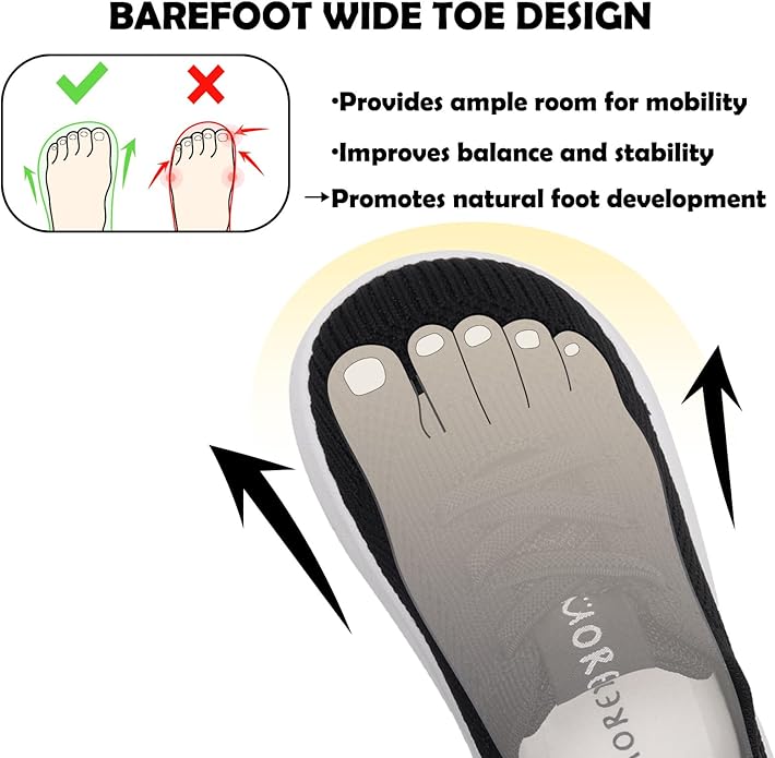 MORENDL Toddler Wide Toe Box Barefoot Shoes Baby First Walking Shoes Boys Girls Non-Slip Zero Drop Minimalist Sneakers