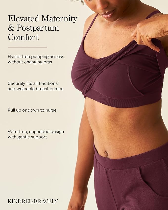 Kindred Bravely Sublime Sleep Pumping Bra Hands Free, Adjustable Pumping & Nursing Bra with EasyClip for All Breast Pumps