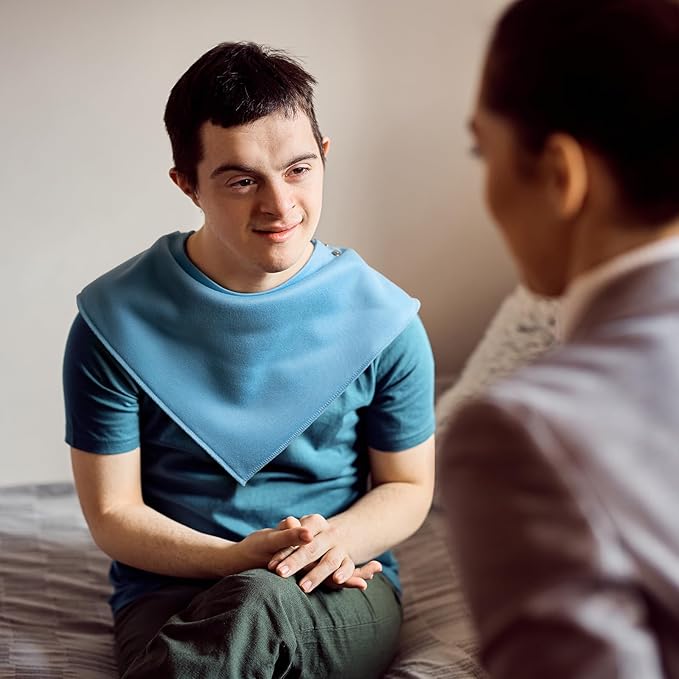 Adult Drool Bib for Special Needs, 3 Pk Soft Absorbent Large Bandana Bibs Set for Kids 4+, Men Women, Teens & Adults