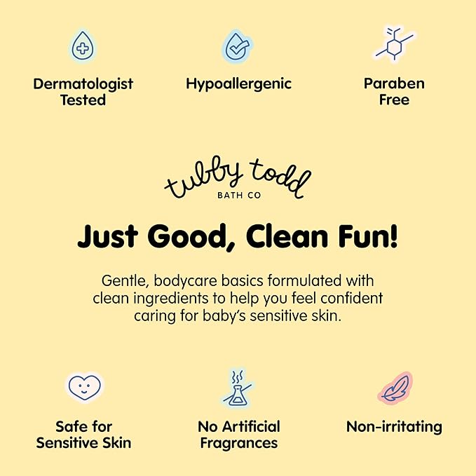 TUBBY TODD Hair Duo - Baby Shampoo and Conditioner Set - Gentle & Moisturizing Hair Care - Hypoallergenic, Non-Irritating - For Newborns, Toddlers & Kids - 25 Fl Oz & 24.3 Fl Oz - Fragrance-Free