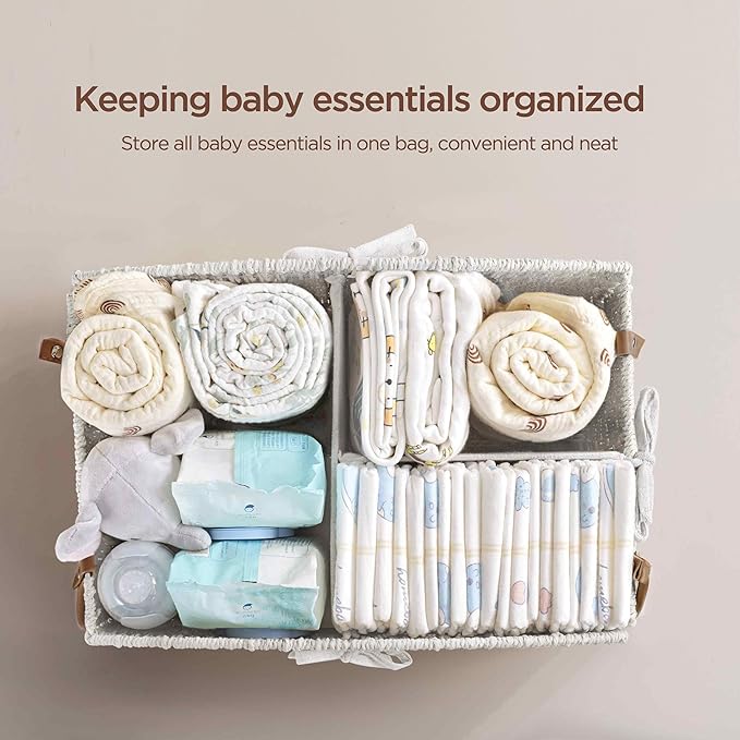 HBlife Diaper Caddy Organizer, Large Hand-Woven Storage Basket for Diapers & Baby Essentials - Elegant Curved Design, Ideal Gift for Baby Shower & Registry Must-Have