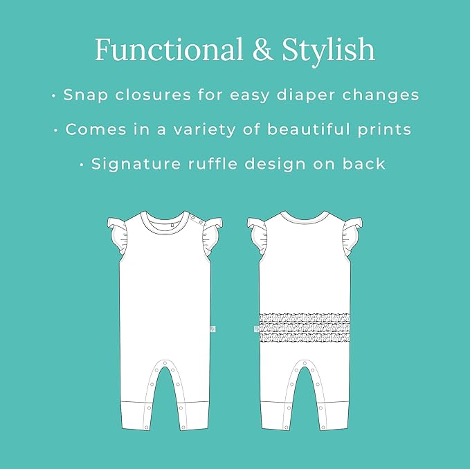 Posh Peanut Baby Girl Pajamas – Ruffled Cap Sleeve Romper PJs – Soft Viscose from Bamboo One-Piece for Babies & Toddlers