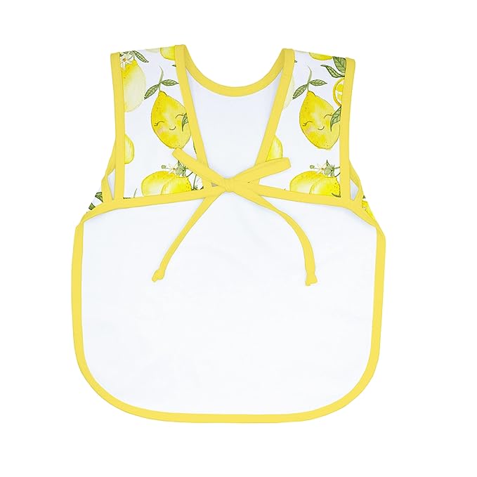 BapronBaby Fresh Lemon Bapron - No Neck Tie Safer Bib for Baby & Toddler - Soft Waterproof Stain Resistant - Machine Washable - Sz Baby/Toddler 6m-3T