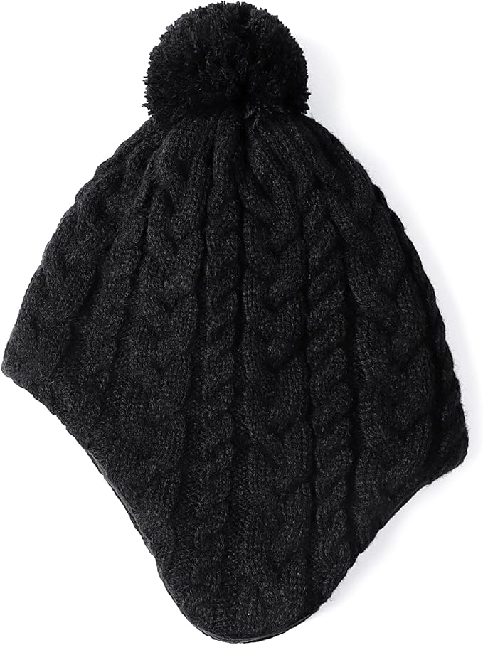 Duoyeree Kids Beanie Hat for Boys Girls Pom-pom Kint Hats Cozy Lining Winter Skull Cap
