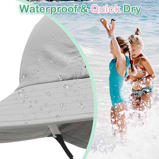 XIAOHAWANG Girls Sun Hat Baby Beach Hats Boys UPF 50+ Kids Summer Protection Cap Toddler Breathable Caps Wide Brim Neck Flap