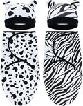 Cinaci 2 Pieces Adjustable Soft Cotton Baby Swaddle Sleep Sacks Hats Newborn Nursery Caps Beanies Bonnets Swaddle Blanket Wraps for Baby Girls Boys Infants Newborns (2PCS S14)
