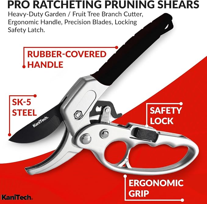 Pruning Shears for Gardening with Gloves - Heavy Duty Garden Shears, Aluminum Hand Pruners with TPR Grip Handle, 8 inch 3.55mm Thick Blade - for Branches, Flowers & Plants (Black Set of 2)