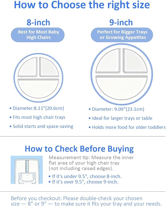 8” Stainless Steel Toddler Plate with Suction, Divided Plates with Removable Silicone Sleeves for Kids, Non Toxic & BPA Free | Non Slip | Unbreakable Baby Snack Dishes Set of 2, Blue & Sage