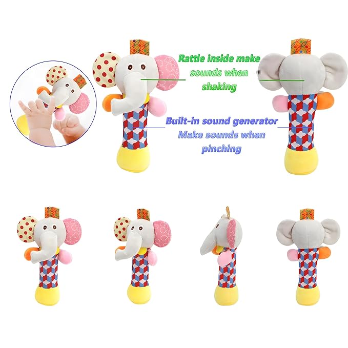 Wrist Rattles Foot Finder Rattle Toy for 3-6 Months Baby, Feet Leg Ankle Socks Arm Hand Bracelet Shaker for 6-9 Months Infant boy & Girl, Gift Set for 0-2 Years Newborn Babies (5 pcs-C)