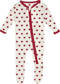 KicKee Full of Hearts Footie with Zipper, One Piece Boy or Girl Baby Clothes