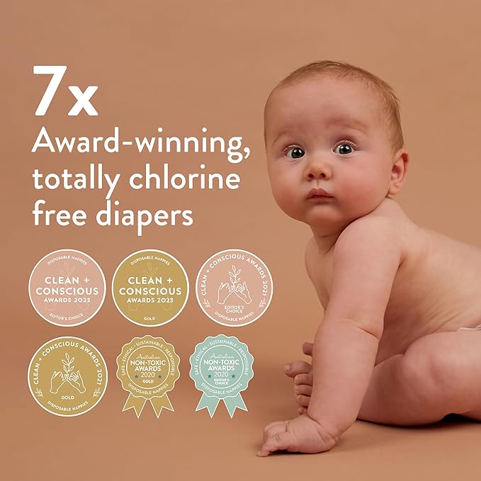 Joonya Baby Diapers, Size 2 S (7-13 lb) - 6 Bags of 30 (180) - New Range - NonToxic, Eco-Friendly, Ultra Slim, Overnight Use - Made in Denmark