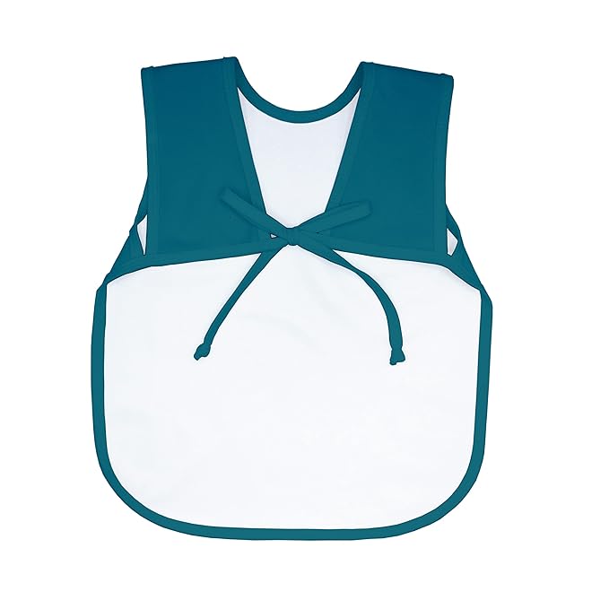 BapronBaby Minimalist Teal Bapron - No Neck Tie Safer Bib for Baby & Toddler - Soft Waterproof Stain Resistant - Machine Washable - Sz Baby/Toddler 6m-3T