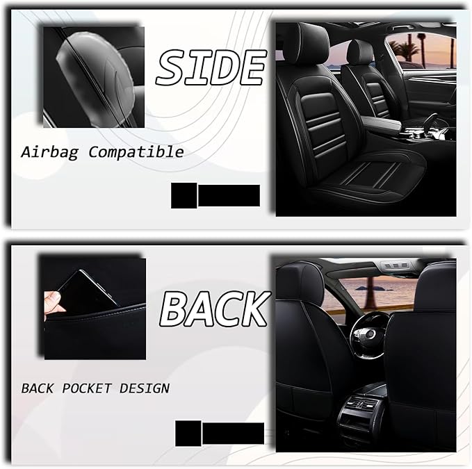 Seat Cover for kia Soul 2010-2025 | Car Seat Covers Front Seats, Waterproof Seat Protectors, Automotive Front Seat Covers (Front Seat, Black)