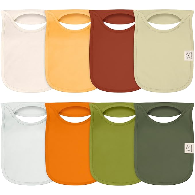 8-Pack Baby Bibs for Boys, Girls - Pullover Bibs for Drooling Teething Baby Girl & Boy Toddler, Newborn, Soft & Absorbent, Cute Colors, Large Torso Coverage Keep Infant Clean & Dry (Sahara)