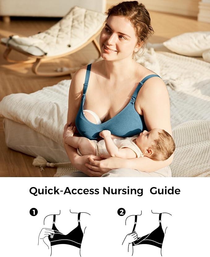 Momcozy Hands-Free Pumping Bra, Wireless & Seamless HF010 Breast Pump Bra, Breathable Tencel™ Fabric & Fully Fixed Cups