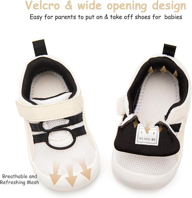 Wide Toddler Shoes Boys Girls Zero Drop Barefoot Infant First Walking Shoes Mesh Breathable Lightweight Soft Nonslip Baby Sneakers