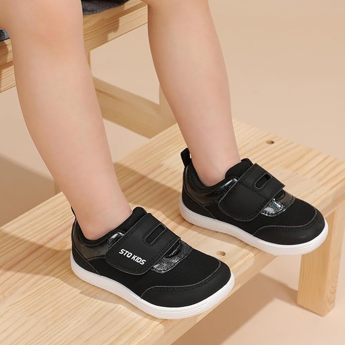 Toddler Wide Toe Box Barefoot Shoes Boys Girls Zero Drop,Baby First Walking Shoes Glitter Little Kids Sneakers Non-Slip Preschool Running Tennis Canvas Casual Preschool Outdoor Activities