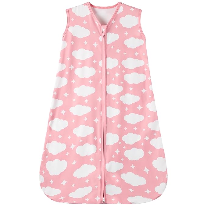 Baby Sleep Sack 6-12 Months Baby Wearable Blanket 100% Rayon Cotton 2-Way Zipper Toddler Sleeping Sack，Comfy Soft Lightweight TOG 0.3（Cloud）