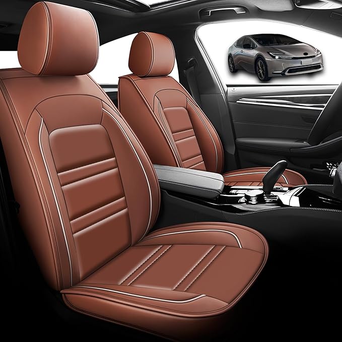 Seat Cover for Toyota Prius 2001-2025 | Car Seat Covers Front Seats, Waterproof Seat Protectors, Automotive Front Seat Covers (Front Seat, Coffee)