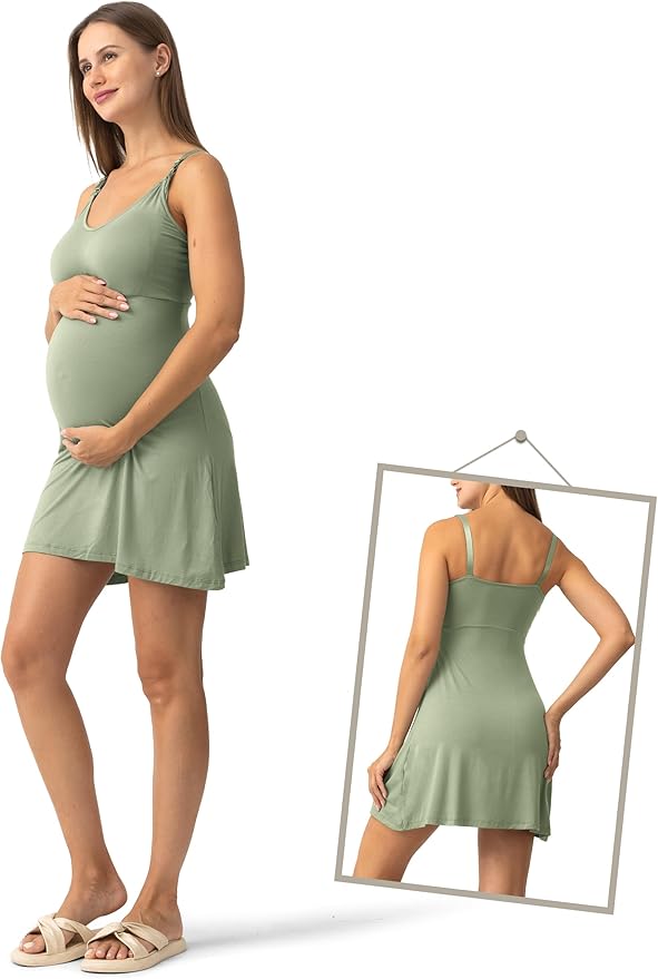 SUNNYBUY Women's Nursing Nightgown Maternity Robe Set, 3 in 1 Labor Delivery Breastfeeding Dress Postpartum Sleepwear