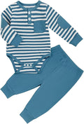 fhutpw Baby Boy Clothes 3 6 12 18 Months Ribbed Knitted Long Sleeve Romper and Pants Sets Newborn Fall Splicing Color Outfits
