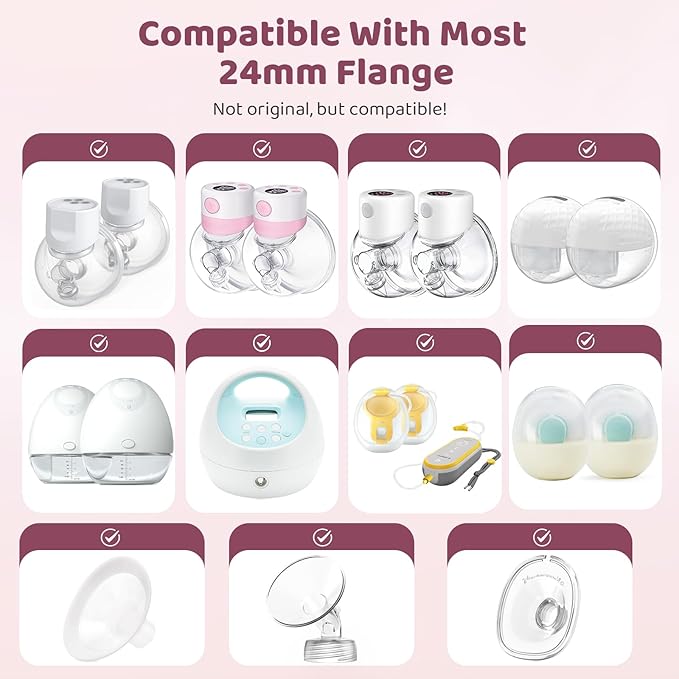 Flange Inserts 8PCS 19mm for 24mm Flange/Shield, Flange Sizing Kit Silicone Flange Insert, Breastfeeding Essentials Kit for New Moms
