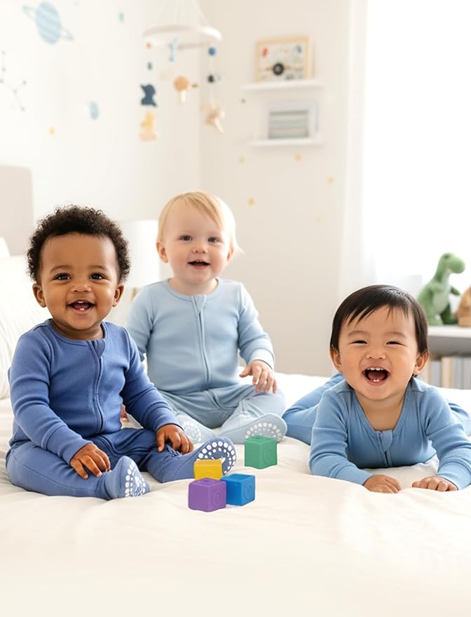 PATPAT Baby Footies Boys Girls - Bamboo Viscose - Zipper & Non-Slip Soles Romper Mitten - Footed & Footless Infant Clothes