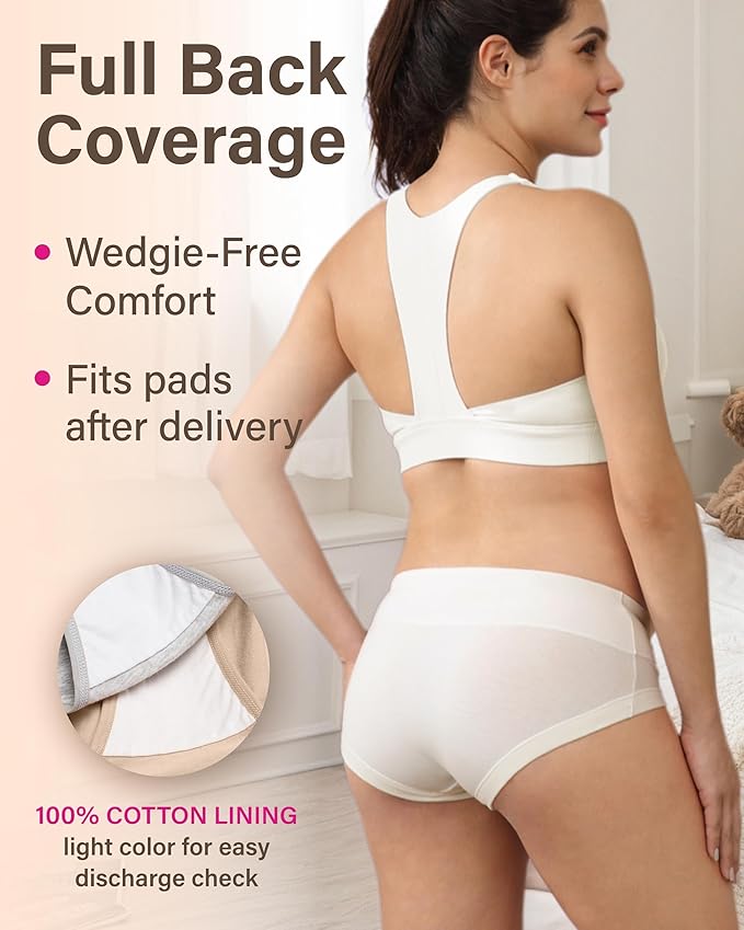 Intimate Portal Maternity Underwear Cotton Pregnancy Postpartum Panties Under the Bump Boyshort Briefs