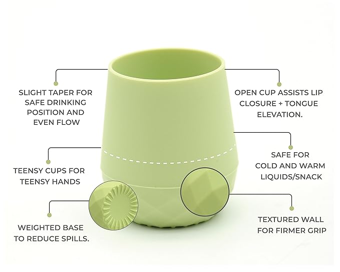 2 Pack Tiny Cup for 4+ Months | Silicone Baby Cups 6-12 Months, Infant Training Open Cup for Baby Led Weaning Supplies, 2oz (Pastel Earth)