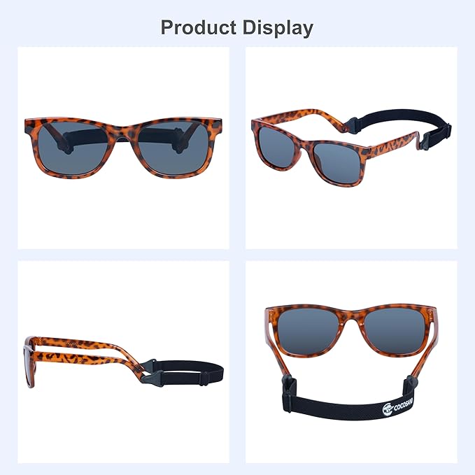 COCOSAND Flexible Baby Sunglasses with Strap Polarized UV Protection for Toddler Infant Newborn Boy Girl Age 0-24 Months