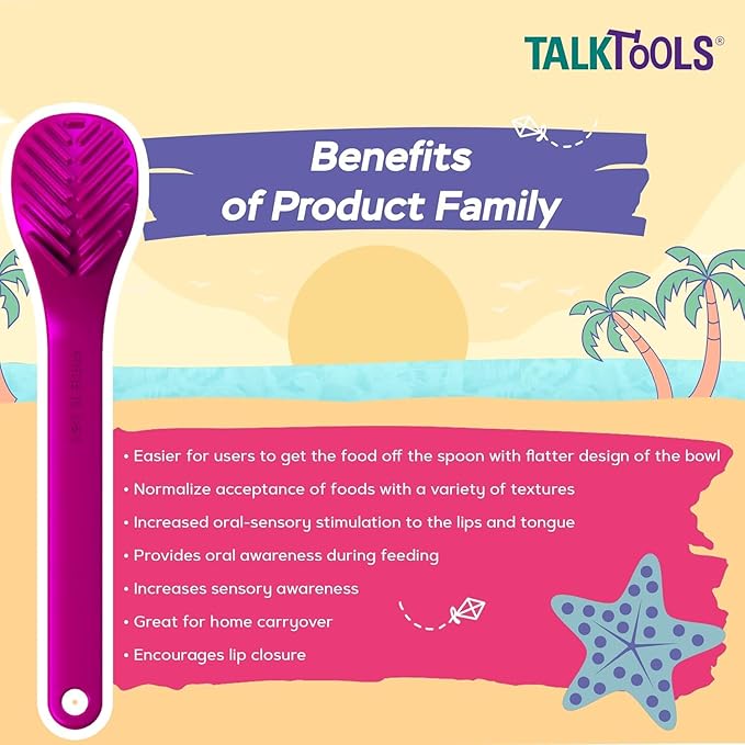 TalkTools Textured Magenta Spoons | Provides oral awareness during feeding | Encourages lip closure | Normalize acceptance of foods with a variety of textures - 12 Pack