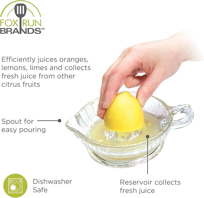 Fox Run Glass Manual Heavyweight Juicer For Lemons, Limes, Oranges and More