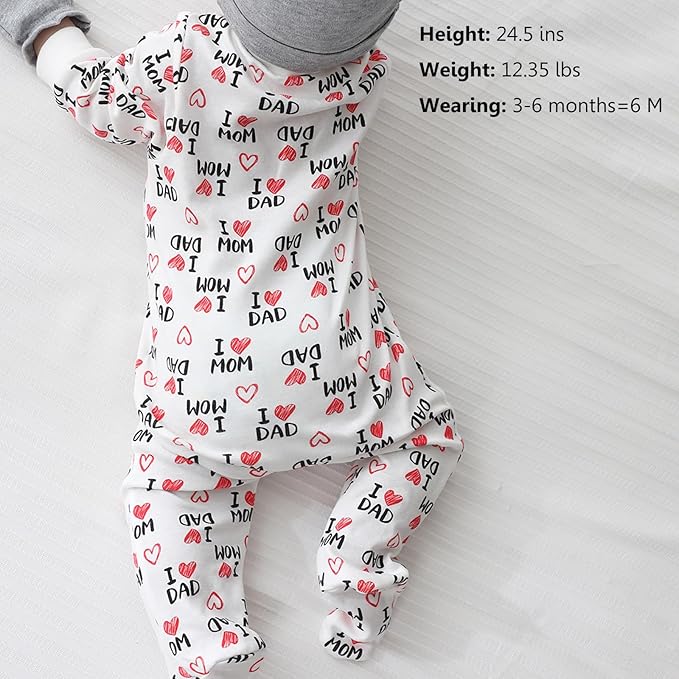 Newborn Baby 2-way Zipper Romper Cotton One-piece Jumsuit 3-pack, 0-24 Months