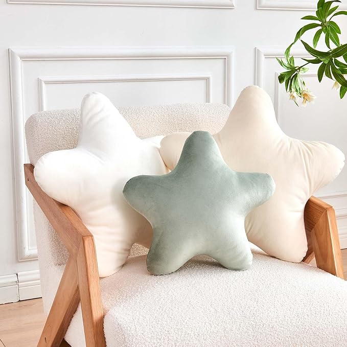 Beige Star Throw Pillow, Cute Star Pillow Room Decor, Soft 19.6" Star Shaped Decorative Throw Pillow for Bedroom, Star Plush Floor Cushions Pillows