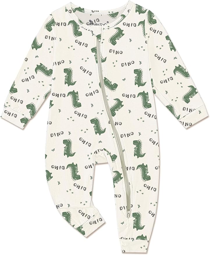 Jimonda Baby Girls Boys Footless Pajamas,Rayon From Bamboo Pjs 2 Way Zipper Long Sleeve Soft Sleeper,Infant Tie-dye Romper
