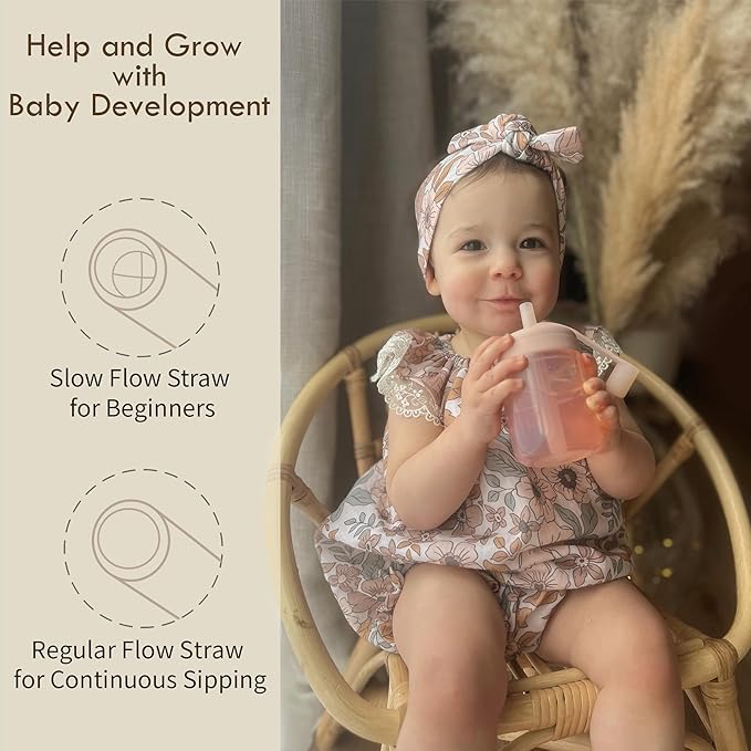 Moonkie Baby Straw Cup | Silicone Toddler Sippy Training Cup With Straw Lid | BPA-Free Drop-Proof Cup | Baby Led Weaning | 6 Months+, 5 oz, 1 Pack
