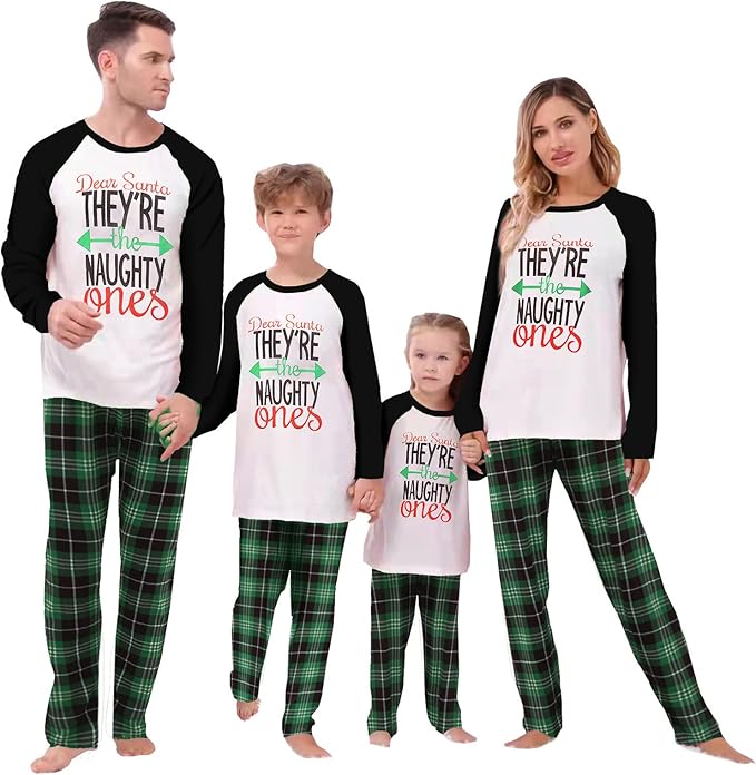 Awoscut Christmas Family Matching Pajamas Christmas Pjs Holiday Nightwear Sleepwear Sets Long Sleeve Pjs