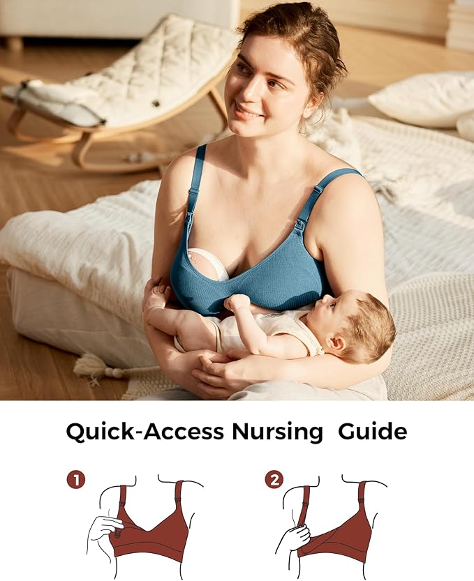 Momcozy Hands-Free Pumping Bra, Wireless & Seamless HF010 Breast Pump Bra, Breathable Tencel™ Fabric & Fully Fixed Cups
