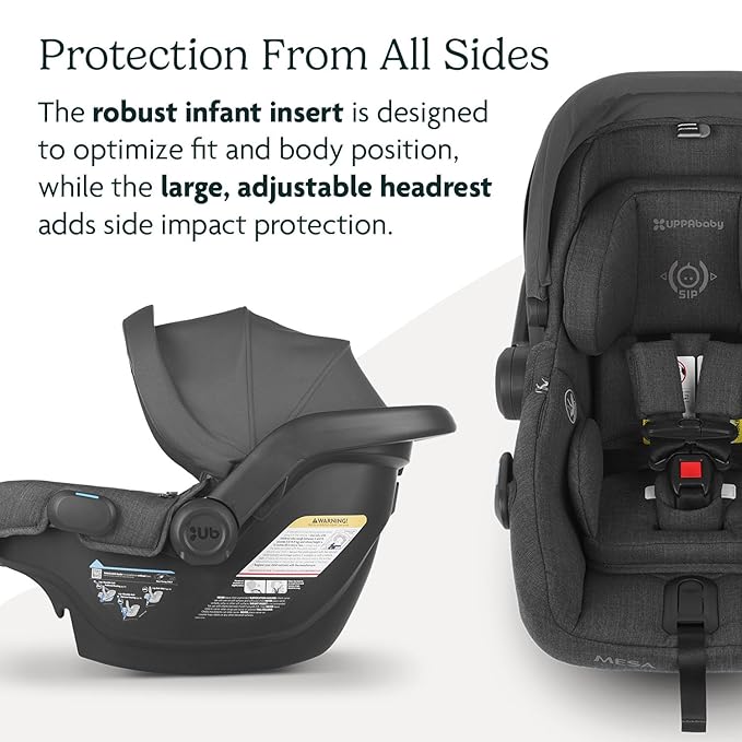 UPPAbaby Mesa V2 Infant Car Seat/Easy Installation/Innovative SmartSecure Technology/Base + Robust Infant Insert Included/Direct Stroller Attachment/Greyson (Charcoal Mélange)