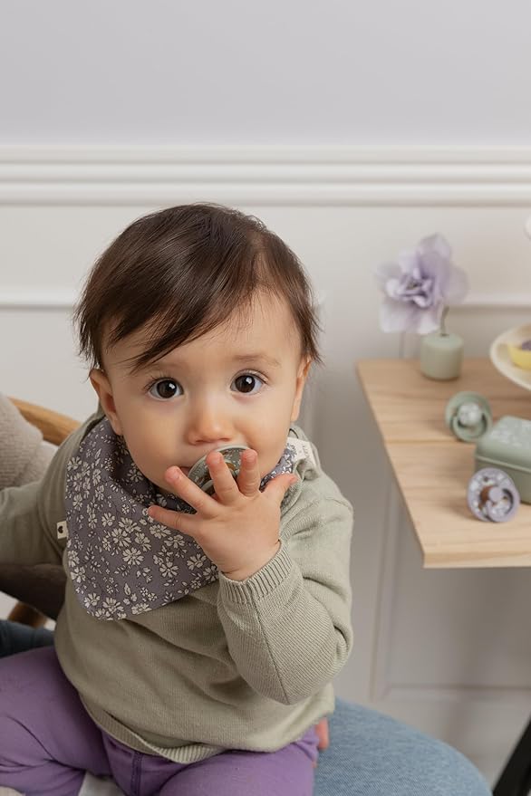 BIBS Colour Liberty Soother 2-Pack, BPA Free Dummy Pacifier, Round Nipple. Natural Rubber Latex, Made in Denmark, Size 1 (0-6 Months), Eloise Sage