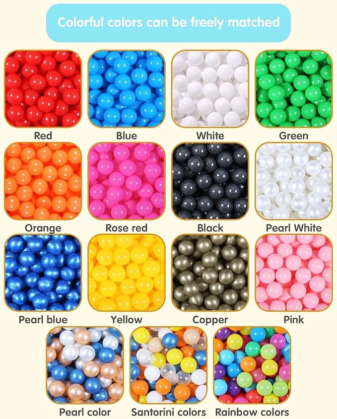 Ball Pit Balls for Kids, Plastic Refill 2.2 Inch Balls, 100 Pack, Bright Colors, Phthalate and BPA Free, Includes a Reusable Storage Bag with Zipper