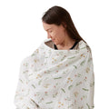 TILLYOU Muslin Nursing Cover for Baby Breastfeeding, 100% Cotton Breathable with Arch Neckline for Women, Daisy