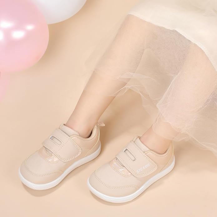 Toddler Wide Toe Box Barefoot Shoes Boys Girls Zero Drop,Baby First Walking Shoes Glitter Little Kids Sneakers Non-Slip Preschool Running Tennis Canvas Casual Preschool Outdoor Activities