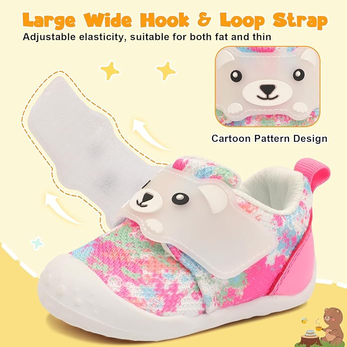 FEETCITY Baby Walking Shoes Wide Baby Shoes Boys Girls Infant Sneakers Crib Shoes Breathable Toddler Barefoot Shoes Slip On Shoes