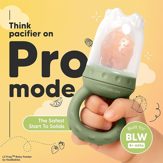 KeaBabies Baby Fruit Feeder 2pk - Silicone Baby Food Feeder for Babies 6-12 Months, Breast Milk Popsicle for Teething, Weaning, Freeze Frozen Solid Food, BPA-Free Infant Feeding Essential (Soft Fern)
