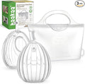 haakaa Wearable Silicone Breast Pump with Steriliser Bag, 2-in-1 Hands-Free Passive Breast Milk Catcher for Nursing Mom, Breastfeeding Essentials, 2-Pack 75ml Pumps & 1 Steriliser Bag, Frosted
