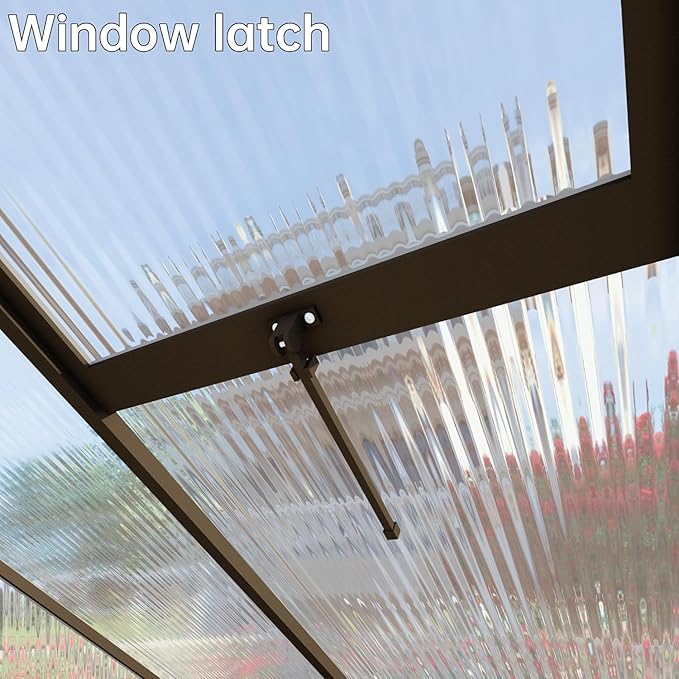 CQZY 8x14 FT Greenhouse for Outdoors, Polycarbonate Greenhouse with Quick Setup Structure and Roof Vent, Aluminum Large Walk-in Green House for Outside Garden Backyard, Dark Gray