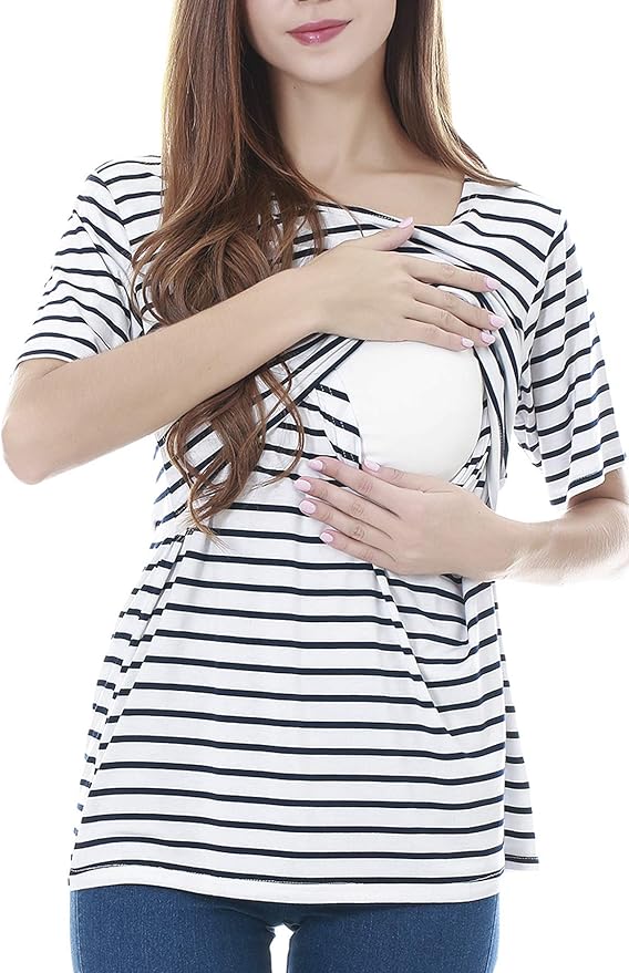 Smallshow Women's Maternity Nursing Tops Short Sleeve Breastfeeding Clothes