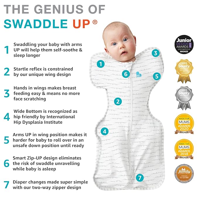 Love to Dream Swaddle UP, Baby Sleep Sack, Self-Soothing Swaddles for Newborns, Get Longer Sleep, Snug Fit Helps Calm Startle Reflex, New Born Essentials for Baby, 1.0 TOG, 8-13lb, Rainbow Dream
