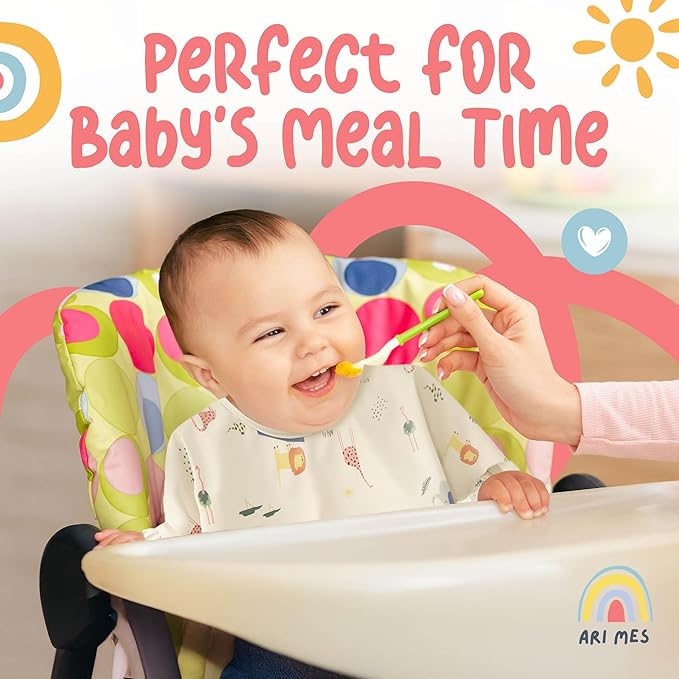 ARI MES Long Sleeves Waterproof Baby Bibs for Eating - Kitty Cats, Small - Wearable, Coverall for Toddler, Long Sleeve Bib, Smock Apron for Feeding - Applicable for 6-72 Months